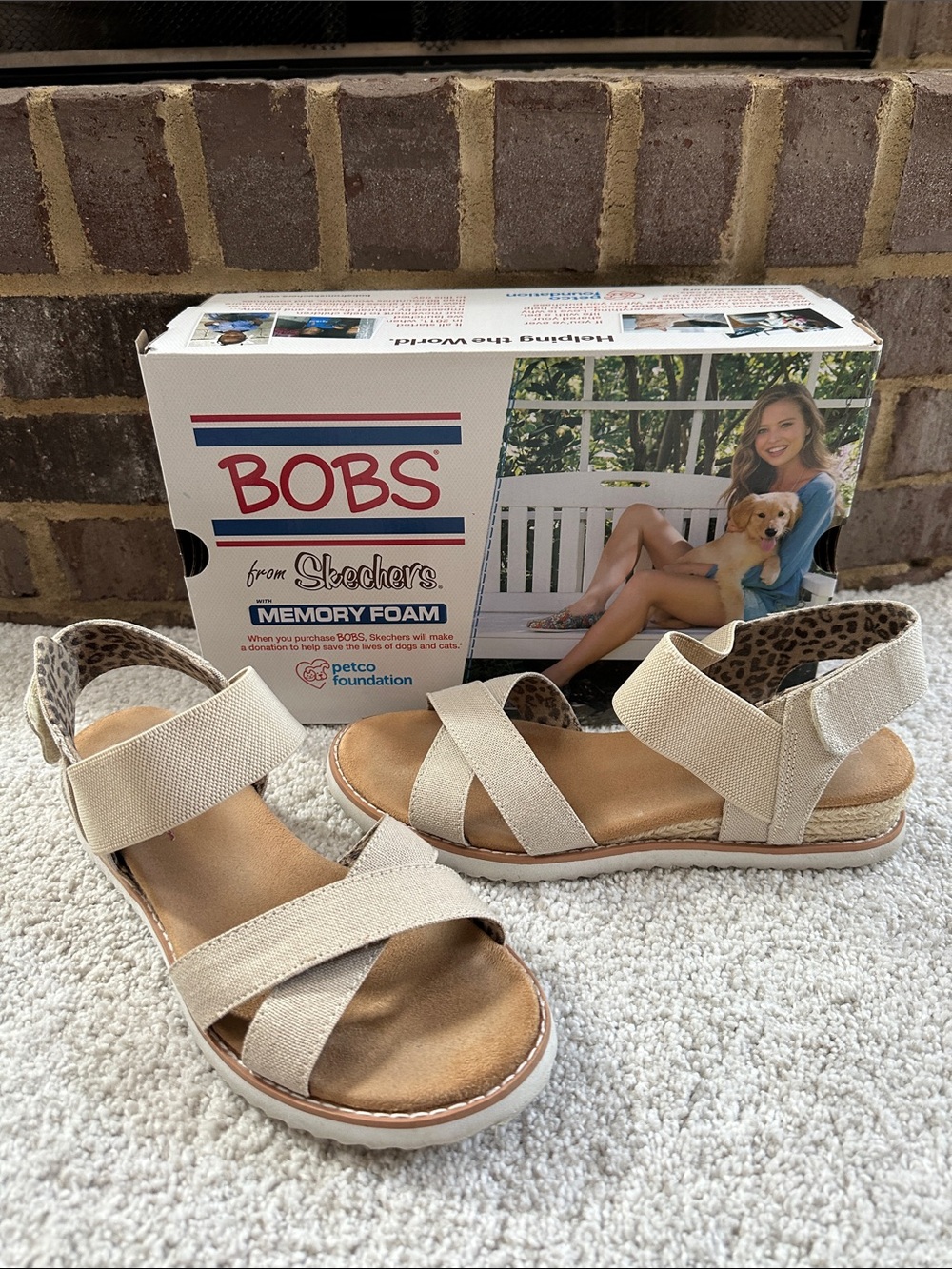 Skechers BOBS Desert Kiss sandals in Natural Beige Color